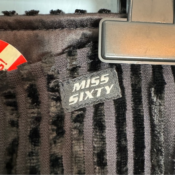 NWOT VTG Miss Sixty Pants 28 Black Burnout Velvet Stripe Flare Leg Low Rise Y2K - Picture 7 of 16